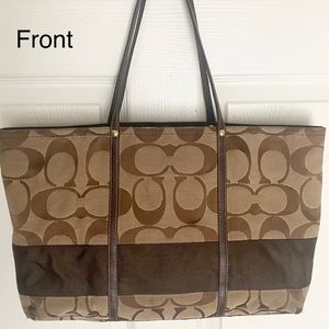 Coach Brown and Tan Canvas Tote Bag